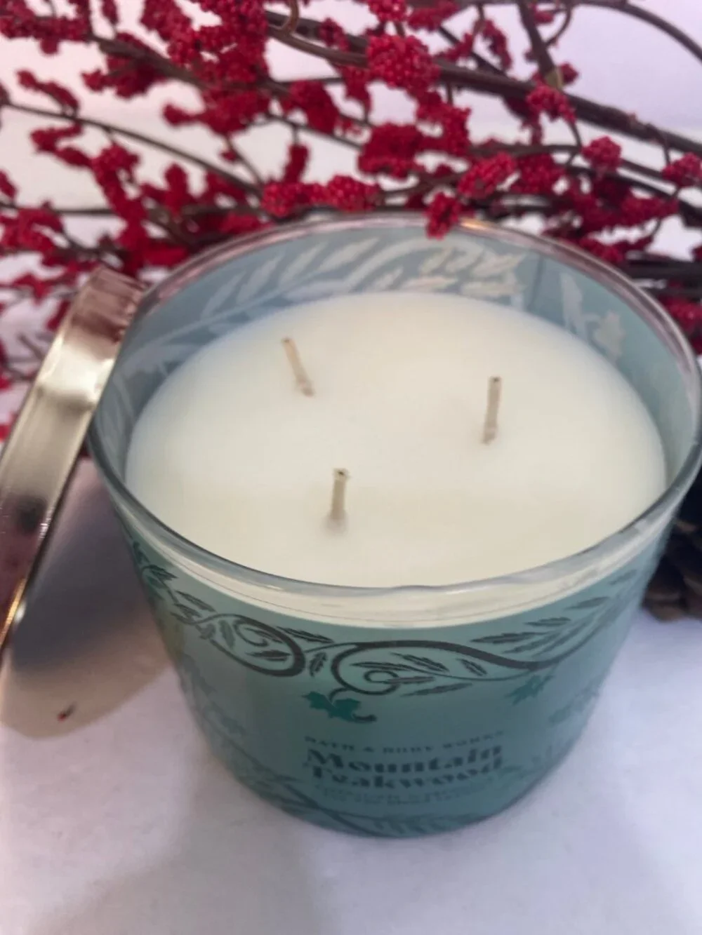 “Mountain Teakwood” Bath & Body Works New 3 Wick Candle